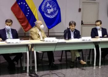 Ricardo Menéndez, Félix Plasencia, y el coordinador residente de la ONU en el país, Gianluca Rampolla. Foto @MPPPlanifica
