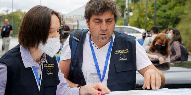 El despliegue de misión de la Unión Europea en Venzuela. 2021. Foto agencias.