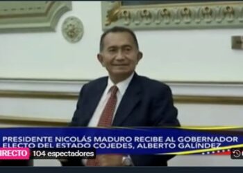 Alberto Galíndez, gobernador electo por el estado Cojedes. Nicolás Maduro. Foto Captura de video.