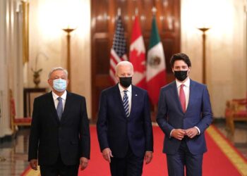 El presidente de México, Andrés Manuel López Obrador, Joe Biden presidente de EEUU y el primer ministro canadiense, Justin Trudeau. Foto de archivo.