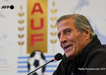 El seleccionador de Uruguay, Óscar Washington Tabárez. Foto AFP. Pablo Porciuncula.