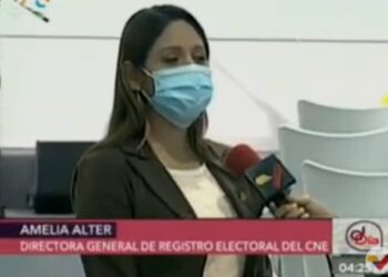 La directora de la Oficina Nacional del Registro Electoral del CNE, Amelia Alter. Foto captura de video.