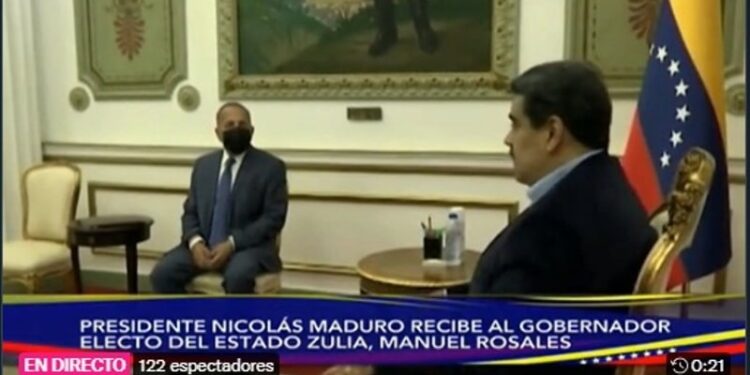 Manuel Rosales y Nicolás Maduro. Foto captura de video.