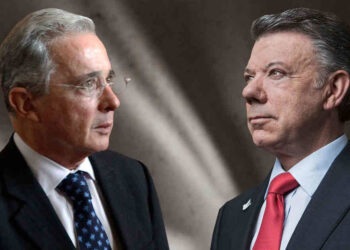 Álvaro Uribe y Juan Manuel Santos. Foto de archivo.
