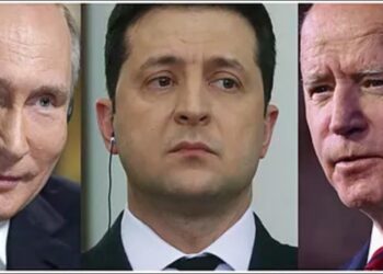 Vladimir Putin, presidente de Rusia, Volodymyr Zelensky, presidente de Ucrania y Joe Biden, presidente de Estados Unidos.