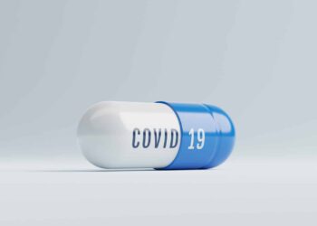 Covid-19 pharmacy in capsule for emergency use, Health care medical and outbreak of virus concept. 3d rendering.