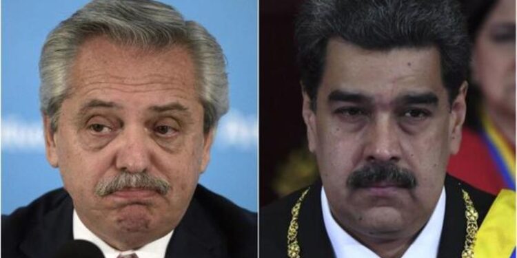 Alberto Fernández y Nicolás Maduro. Foto collage.