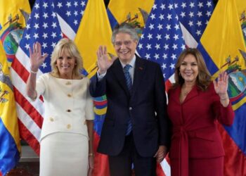 Jill Biden, primera dama de EEUU, Guillermo Lasso presidene de Ecuador. Foto de archivo.