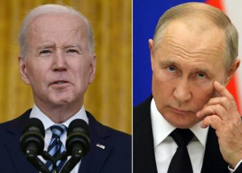 Joe Biden, Vladimir Putin. Foto collage.