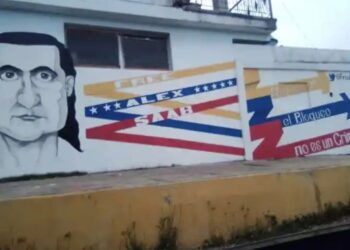 Mural a favor del testaferro de Maduro, Alex Saab. Foto Dexcy Guédez.