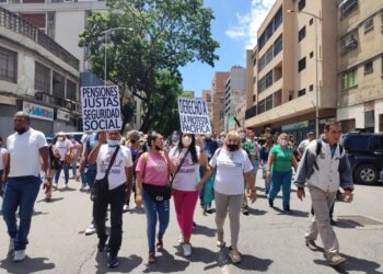 Protesta, trabajadores Caracas. 1 Mayo 2022. Foto Twitter.