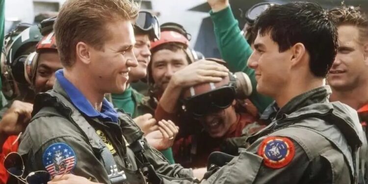 Val Kilmer, Tom Cruise,.Top Gun. Foto de archivo.