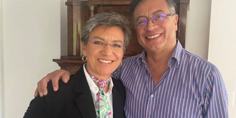 Claudia López y Gustavo Petro. Foto @ClaudiaLopez