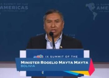 El canciller de Bolivia, Rogelio Mayta, Cumbre de las Américas. Foto captura de video.