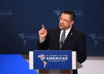 The President of Costa Rica, Rodrigo Chaves, speaks during plenary session of the 9th Summit of the Americas in Los Angeles, California, June 10, 2022. (Photo by Patrick T. FALLON / AFP) (Photo by PATRICK T. FALLON/AFP via Getty Images)