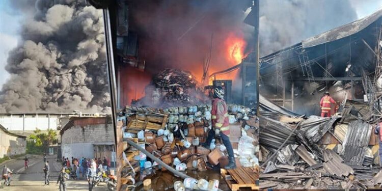 Incendio IVSS La Yaguara. Foto collage.