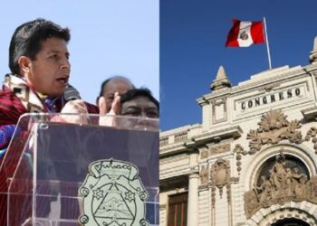 Pedro Castillo y el Congreso de Perú. Foto collage.