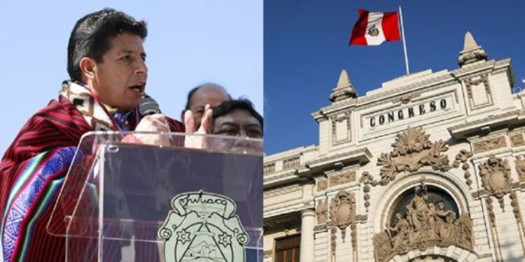 Pedro Castillo y el Congreso de Perú. Foto collage.