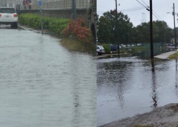 Calles inundadas en el vecindario de Charleston. Foto agencias.