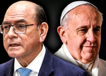 El ministro de Exteriores peruano, César Landa y el Papa Francisco. Foto collage