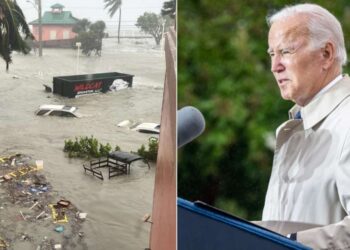 Florida huracán Ian. Presidente de EEUU, Joe Biden. Foto collage.