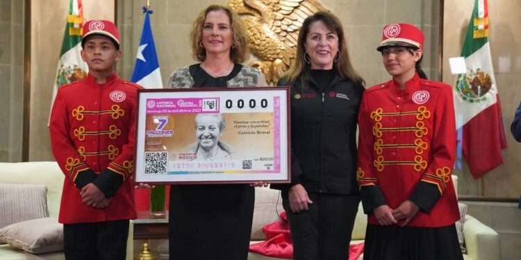 Gabriela Mistral, billete de lotería México. Foto agencias.