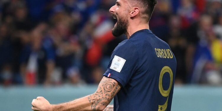 Olivier Giroud, goleador del primer partido de Francia en Catar. Foto: AFP