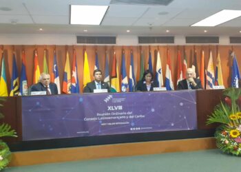Delcy Rodríguez. XLVIII Reunión Ordinaria, el Consejo Latinoamericano y del Caribe. Foto Twitter.