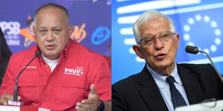 Diosdado Cabello y el alto representante de la Unión Europea (UE) para Asuntos Exteriores y Política de Seguridad, Josep Borrell. Foto Collage