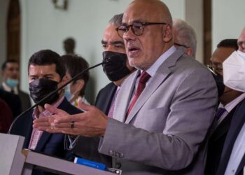 Jorge Rodríguez. Diálogo con la Plataforma Unitaria de Venezuela. Foto EFE.