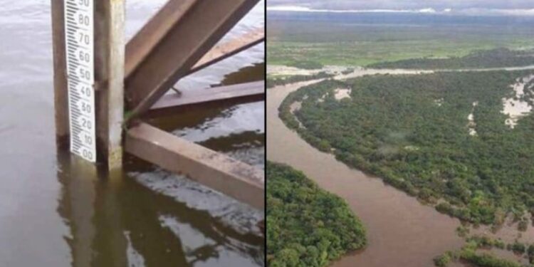 Nueva crecida del río Orinoco. Foto collage.