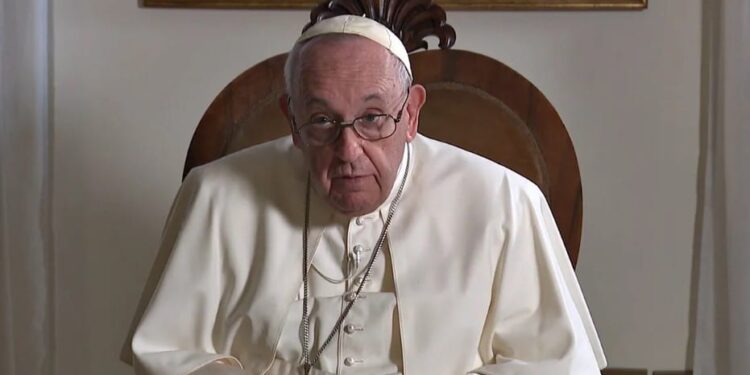 El papa Francisco dio hoy un mensaje al Arzobispado de Rosario con menciones directas al narcotráfico. Foto captura de video.