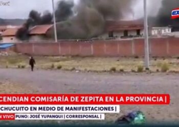 Comisaría Perú, incendio protestas. Foto captura de video.