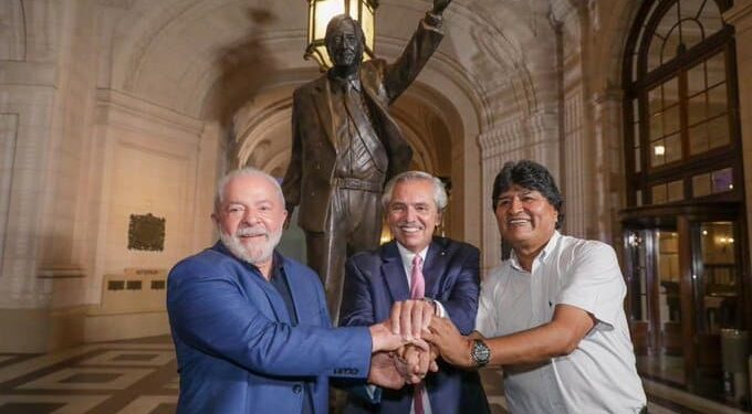 Lula, Fernández y Evo Morales se reunieron en el Centro Cultural Kirchner. Foto @somoscorta