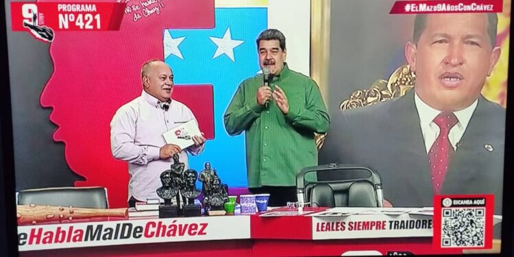 Diosdado Cabello y Nicolás Maduro. Foto captura.
