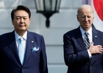 El presidente de Estados Unidos, Joe Biden, y el presidente de Corea del Sur, Yoon Suk Yeol. Foto Reuters