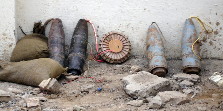 Artefactos explosivos. Foto de archivo.