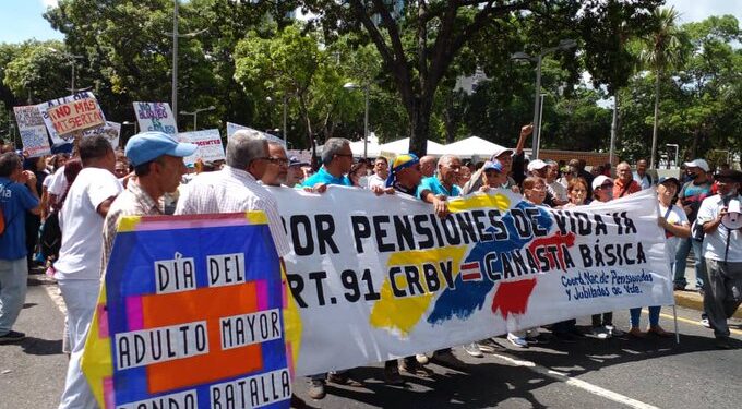 Protesta de pensionados. Venezuela. Foto cortesía.
