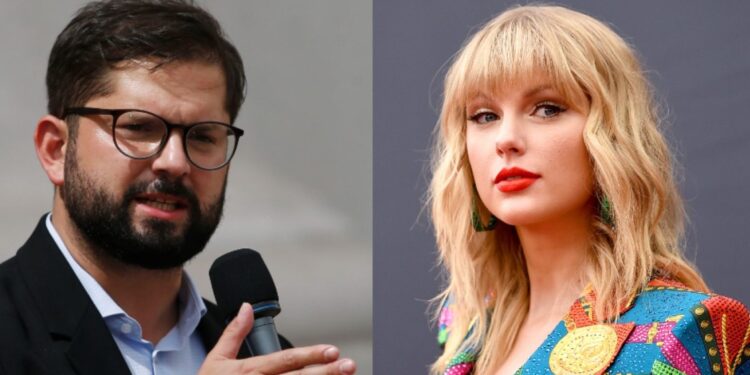 Gabriel Boric, Taylor Swift. Foto collage.