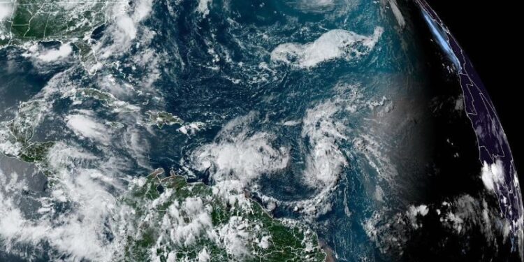 La tormenta tropical Cindy. Foto de archivo.