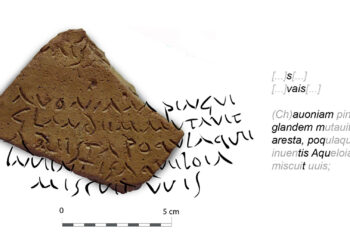 Fragmento de un poema de Virgilio encontrado en un ánfora de aceite romana (Universidad de Córdoba)