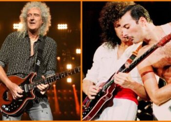 Brian May y Freddie Mercury. Foto collage.