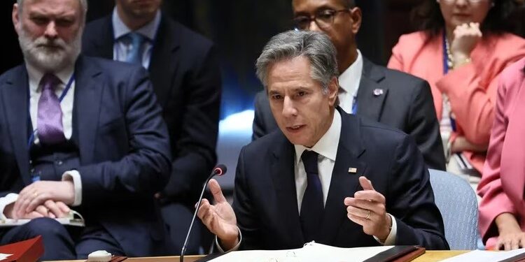 Antony Blinken durante su discurso ante el Consejo de Seguridad (REUTERS/Brendan McDermid)