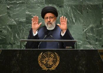 Iranian President Ebrahim Raisi addresses the 78th United Nations General Assembly at UN headquarters in New York City on September 19, 2023. (Photo by ANGELA WEISS / AFP)