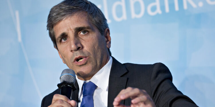 Luis Caputo, Argentina's finance minister, speaks at a a panel discussion during the spring meetings of the International Monetary Fund (IMF) and World Bank in Washington, D.C., U.S., on Thursday, April 19, 2018. The IMF said this week the world's debt load has ballooned to a record $164 trillion, a trend that could make it harder for countries to respond to the next recession and pay off debts if financing conditions tighten. Photographer: Andrew Harrer/Bloomberg