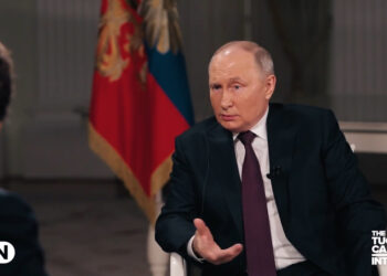 Vladímir Putin durante su entrevista con Tucker Carlson.