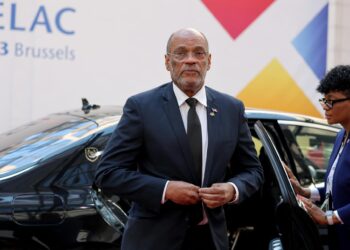 Brussels (Belgium), 18/07/2023.- (FILE) - Haiti's Prime Minister Ariel Henry arrives for the second day of the EU-CELAC Summit of Heads of State and Government in Brussel, Belgium, 18 July 2023 (reissued 12 March 2024). According to a statement from the Caribbean Community and Common Market (CARICOM) regional bloc, Prime Minister of Haiti Ariel Henry resigned. (Bélgica) EFE/EPA/Julien Warnand