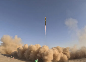 In this picture released by the Iranian Defense Ministry on Thursday, May 25, 2023, Khorramshahr-4 missile is launched at an undisclosed location, Iran. Iran unveiled on Thursday what it dubbed the latest iteration of its liquid-fueled Khorramshahr ballistic missile amid wider tensions with the West over its nuclear program. (Iranian Defense Ministry via AP)