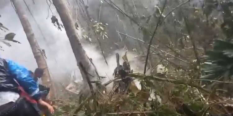 En esta zona del sur de Bolívar cayó el helicóptero del Ejército Nacional. Hay nueve militares muertos. Foto Cortesía.