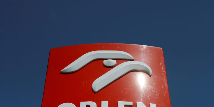 FILE PHOTO: The logo of PKN Orlen, Poland's top oil refiner, is pictured at petrol station in Warsaw, Poland April 25, 2019. REUTERS/Kacper Pempel/File Photo